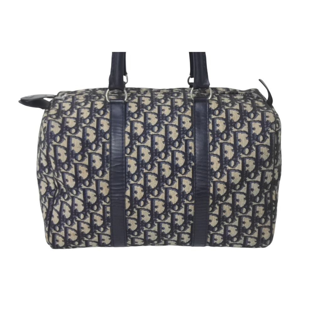 Christian Dior Trotter Boston Bag Navy Blue Beige Tan - Picture 2 of 9